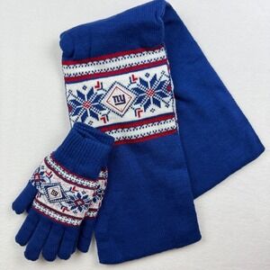 NFL New York Giants Scarf and Gloves Set‎ Winter Knit NY Football Fan